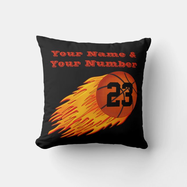 Ditt NAMN och Jersey NUMRERAR på basket kudder Kudde (Framsida)
