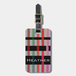Ditt namn och moderna väv färgstarka Rand/Grått Bagagebricka