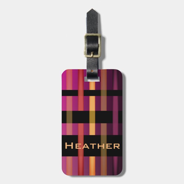 Ditt namn och moderna väv Rand Bagagebricka (Vertikal Framsida)