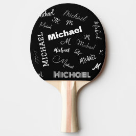 Ditt namn och monogram anpassat mönster svart pingisracket