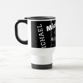 Ditt namn och monogram anpassat mönster svart resemugg