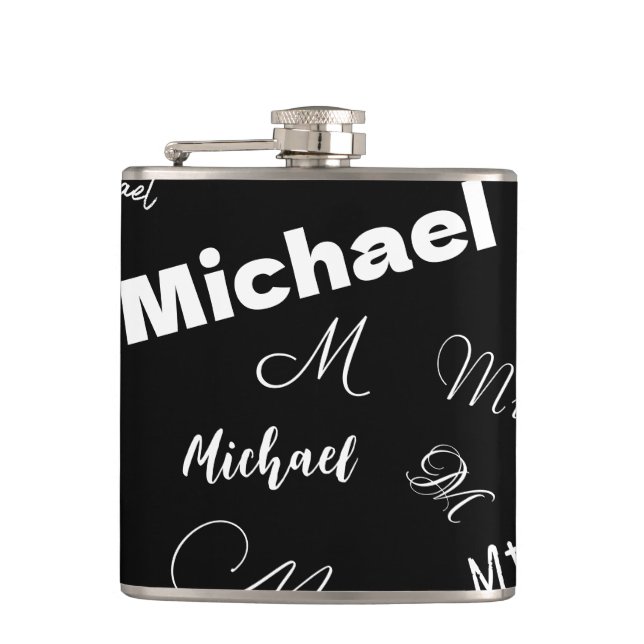 Ditt namn och monogram anpassningsbar mönster svar fickplunta (Framsidan)