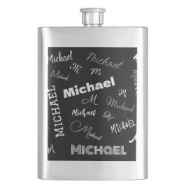 Ditt namn och monogram anpassningsbar mönster svar fickplunta