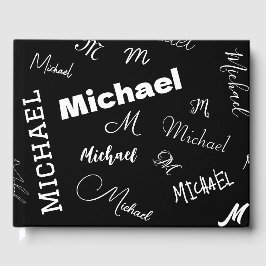 Ditt namn och monogram anpassningsbar mönster svar gästböcker