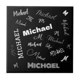 Ditt namn och monogram anpassningsbar mönster svar kakelplatta