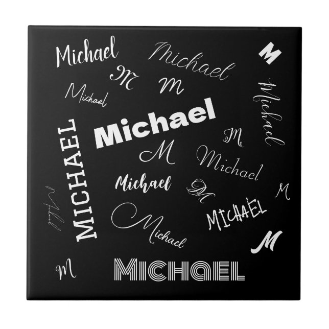 Ditt namn och monogram anpassningsbar mönster svar kakelplatta (Framsidan)