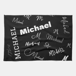 Ditt namn och monogram anpassningsbar mönster svar kökshandduk