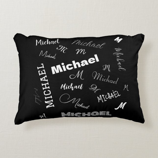 Ditt namn och monogram anpassningsbar mönster svar prydnadskudde (Framsidan)