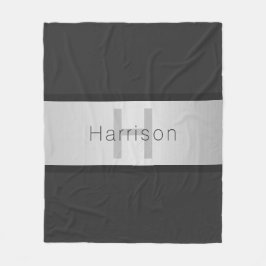 Ditt namn och Monogram | Grays & Faux Silver look Fleecefilt