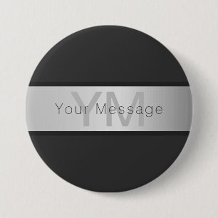 Ditt namn och Monogram Grays & Faux Silver look Knapp