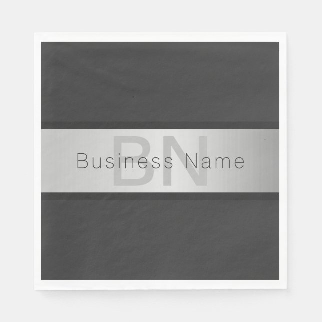 Ditt namn och Monogram | Grays & Faux Silver look Pappersservett (Framsidan)