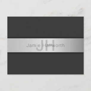 Ditt namn och Monogram Grays & Faux Silver look Vykort