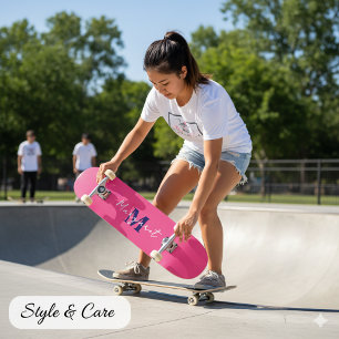 Ditt namn på Anpassningsbar Rosa Skateboard - gör