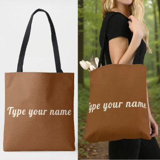 Ditt Namn på Brun Tote Bag Tygkasse