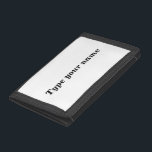 Ditt namn på den vita trifold Nylon Wallet<br><div class="desc">Tittar du för plånbok? Föredrar du också enkel design och vanlig färg? Se denna svarta, oformaterade text på vit bakgrund med svart kant-formad trefaldig nylonplånbok. Du kanske gillar det. Det är också anpassadet. Du kan sätta ditt namn på det. Kontrollera utseendet när du har skrivit ditt namn. Om utseendet passar...</div>