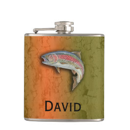 Ditt namn på denna regnbågeforellflaska fickplunta