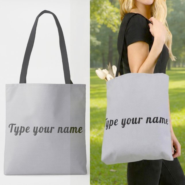 Ditt namn på grå totebag tygkasse (Gray tote bag with your name)