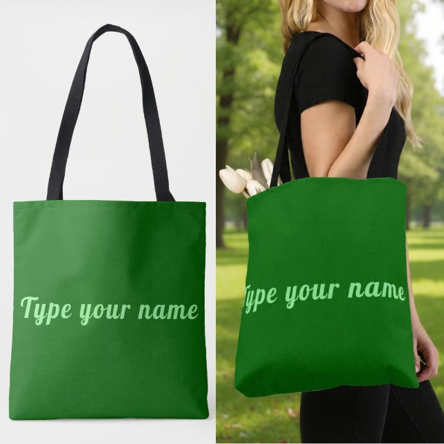 Ditt namn på grön tygväska (Green tote bag with your name)