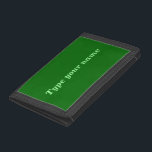 Ditt namn på Grönten Trifold Nylon Wallet<br><div class="desc">Tittar du för plånbok? Föredrar du också enkel design och vanlig färg? Se den här ljust grönt oformaterade texten på gröntens bakgrund med den svarta kant-designen trefaldig nylonplånbok. Du kanske gillar det. Det är också anpassadet. Du kan sätta ditt namn på det. Kontrollera utseendet när du har skrivit ditt namn....</div>