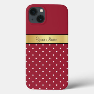 Ditt namn på Guld, Elegant Spicy Red & White Dots