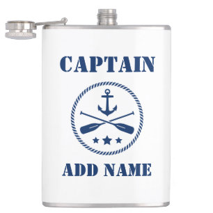 Ditt namn på kapten Flask Anchor & Oars Fickplunta