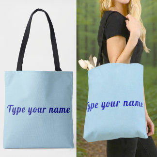 Ditt Namn på Ljusblå Tote Bag Tygkasse