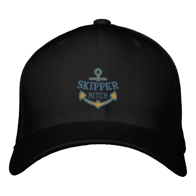 Ditt namn på nautisk ankare broderi skipper broderad keps (Framsida)