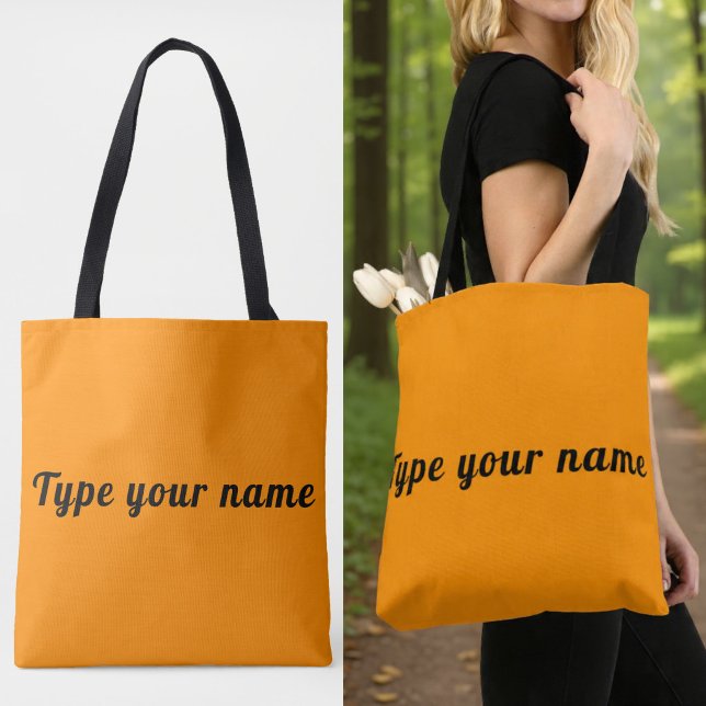 Ditt Namn på Orange Tote Bag Tygkasse (Orange tote bag with your name)