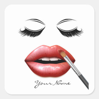 Ditt namn Personlig Läppar och Eyelash Fyrkantigt Klistermärke