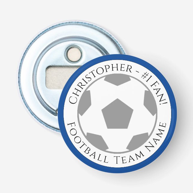 Ditt namn plus fotbollsteamet Namn Flasköppnare (Framsidan)