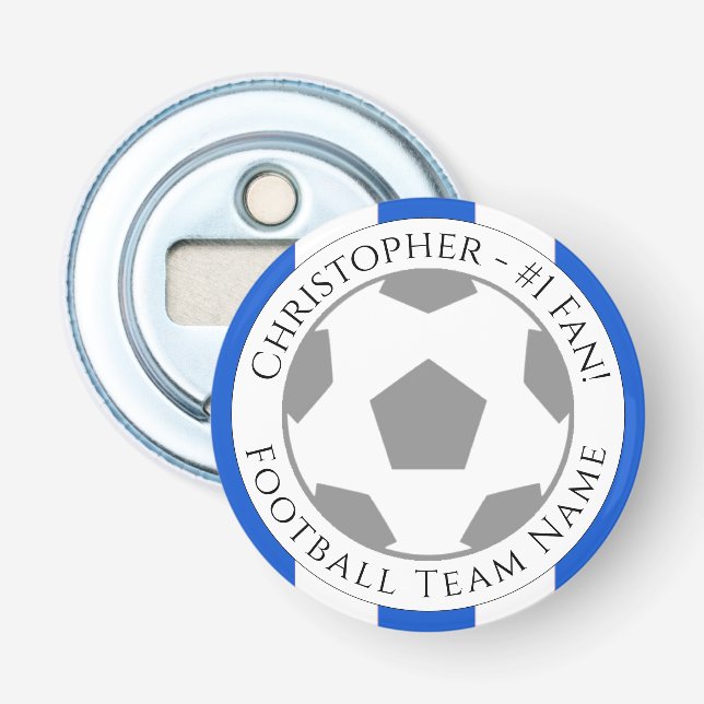 Ditt namn plus fotbollsteamet Namn Flasköppnare (Framsidan)