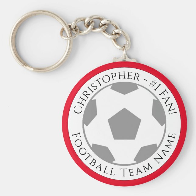 Ditt namn plus fotbollsteamets Namn-nyckelkedja Nyckelring (Framsidan)