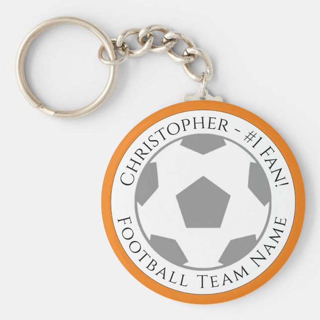 Ditt namn plus fotbollsteamets Namn-nyckelkedja Nyckelring (Framsidan)