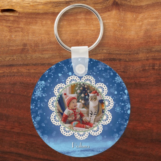 [Ditt namn] Poiluna jul Metall Circle Nyckelring (Baksida)