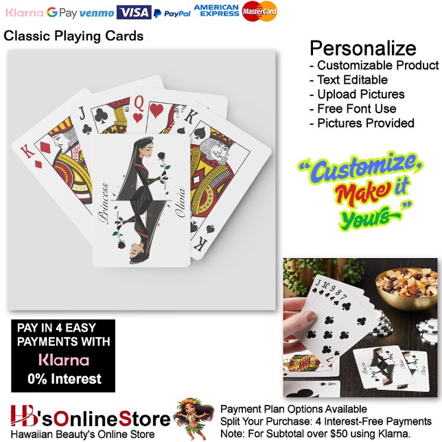 Ditt namn Princess Anpassade Spelar upp kort Casinokort (Your Name Princess Customizable Playing Cards.)