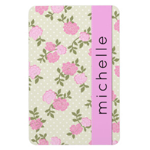 Ditt namn - shabby chic, pricker, ro - beige rosor magnet