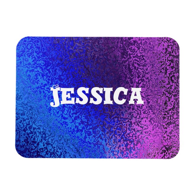 Ditt namn - skuggor av blått och Lila Magnet (Horisontell)