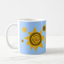 Ditt namn Solblommor Gult Brown Blå himmel Sol Art Kaffemugg