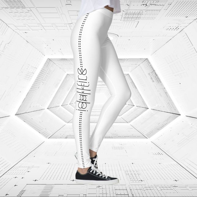 Ditt namn som Alien Glyph White Leggings (Skapare uppladdad)