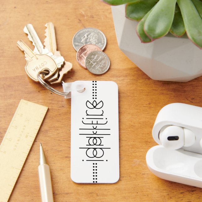 Ditt namn som Alien Glyph White Nyckelring (Skrivbord)