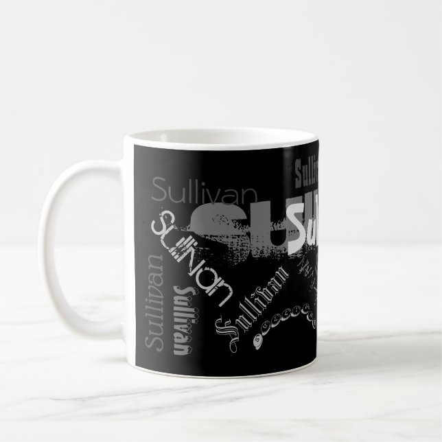 Ditt namn som din ädla svarta designmugg! kaffemugg (Vänster)