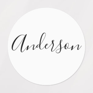 Ditt namn Svartskript för Elegant på vit kläder Klistermärke