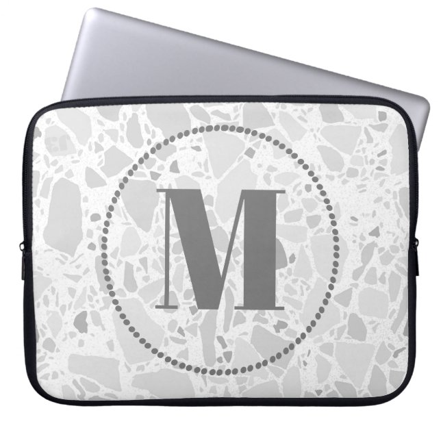 Ditt namn Terrazzo, Modern Mönster Monogram Laptop Fodral (Framsidan)