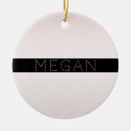 Ditt namn | Thin White & Sublte Ro Ombre Rand Julgransprydnad Keramik