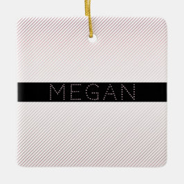 Ditt namn | Thin White & Sublte Ro Ombre Rand Julgransprydnad Keramik