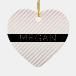 Ditt namn | Thin White & Sublte Ro Ombre Rand Julgransprydnad Keramik