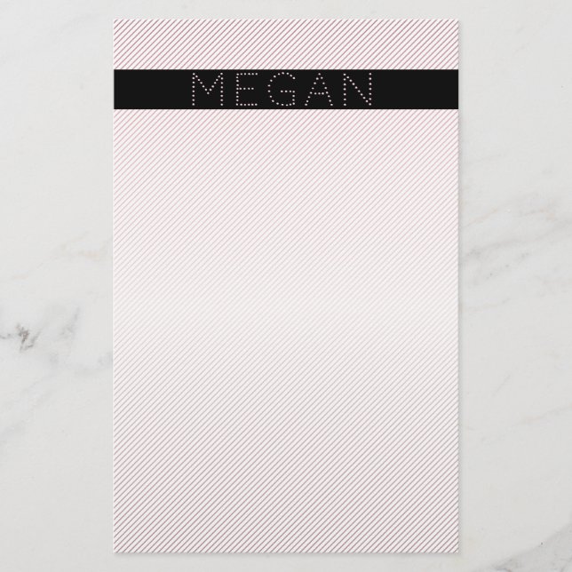 Ditt namn | Thin White & Subtle Ro Ombre Rand Brevpapper (Framsida)