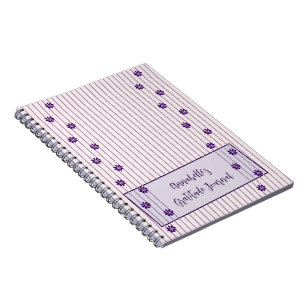 Ditt namn Violet Rand & Rows of Lila blommor Anteckningsbok