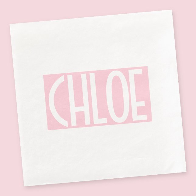 Ditt namn | Vit text i fetstil på Ljus rosa Pappersservett (Skapare uppladdad)