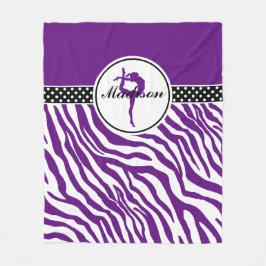 Ditt namn Zebra tryck Gymnastics in Lila Fleecefilt